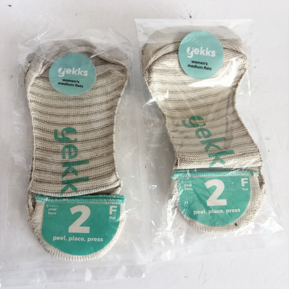 Gekks Women's Medium Flats No Show Sock Liners Adhesive Washable Lot 2 Pairs